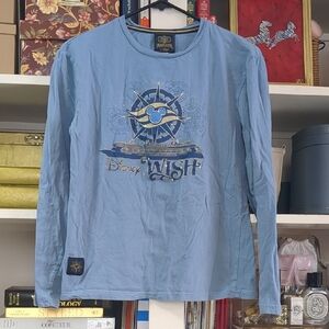 Disney Wish Cruise Line Blue Long Sleeve Tee Shirt Size Womens XS